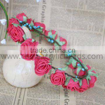 rose flower Artificial Handmade Fabric Wedding Floral Crown for Festive Decoration