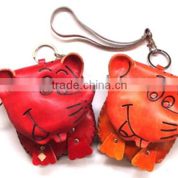 Wholesale High quality Pure hand-made genuine leathter animal coin purse