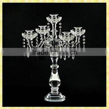 Handmade Exquisite Tall Clear Crystal Candelabra Wedding Centerpiece For Table Decoration