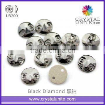 Flat back Glass Sew on Crystals in black diamond