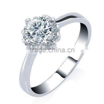 Wedding engagement 3CT Diamond Ring , 18k gold plated alloy flower shaped gemstone ring