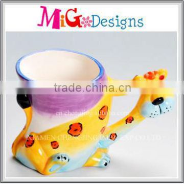 lovely design double handle ceramic mug welcome OEM