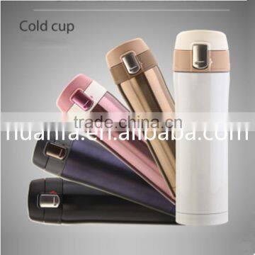 350ml/450ml Double wall stainless steel insulated thermos flask mug with plastic lid