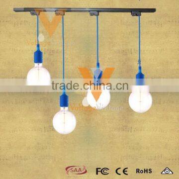 Vintage Loft Pendant Lamp Industrial Plastic Track Light Edison Bulb Style Decoration Hanging Lamp Ceiling Lamp for Bar Canteen