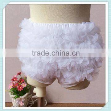 White Baby Bloomer Cotton Baby Girls Bloomer With Chiffon Ruffle Stock Bloomer