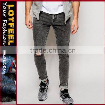 Super Skinny Fit Distressed denim man jeans pant hole sex jeans jeans only style antique rivet jeans(LOTA067)