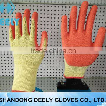 Cotton Black Wrinkle Latex Palm Coated Work Safety Gloves Yellow photo-6