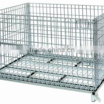 Metal box with wheels, wire mesh cage