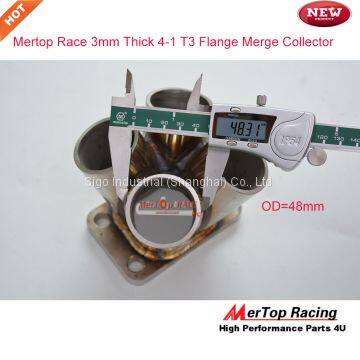 MERTOP Race 3mm Thick Full SS304 4-1 MERGE COLLECTOR Turbo Manifold Exhaust With T3 Flange photo-3