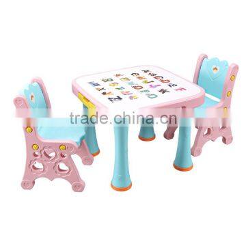 New Children's Study Table With Chairs Kids Plastic Table and Chair Set Cartoon Cute Furniture Set photo-2