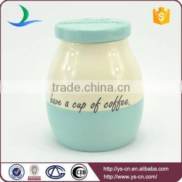 Newest Style Ceramic Canister Jars With Blue Lid photo-2