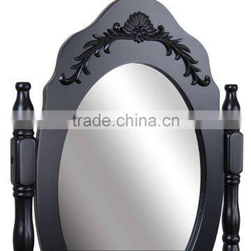 Black French Style Dressing Table With Oval Mirror photo-3