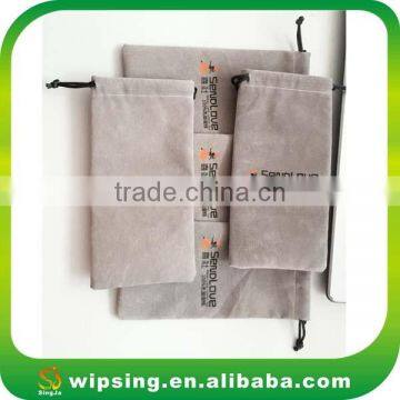 Wholesale customized grey velvet pouches with drawstring