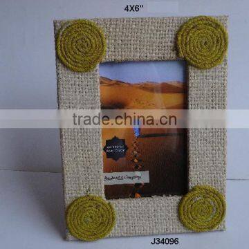 Jute Photo Frame with jute disc corners available in all Photo Sizes and partterns