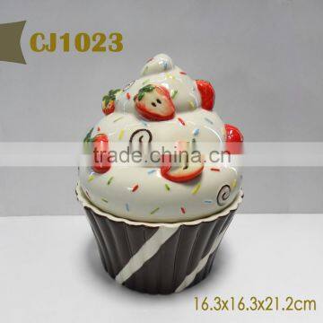Fruit Cake Shape Ceramic Cookie Jar photo-2