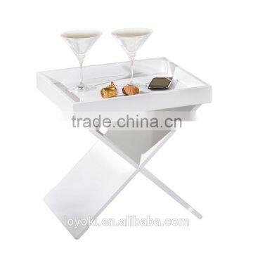 Multifunctional Home Furniture Side Table With Magazine Rack Tray Table With Glossy Finished photo-2