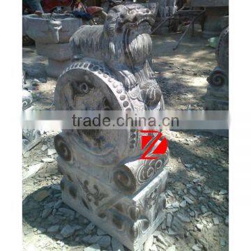 Marble Chinese Antique Lion Statue on Drum photo-2