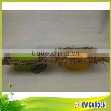 Cheap Handmade Large Different Shapes Metal Pot / Straw Basket