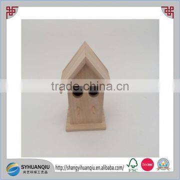 Small Unfinished Paulownia Wood Bird Cage With 2 Holes photo-2