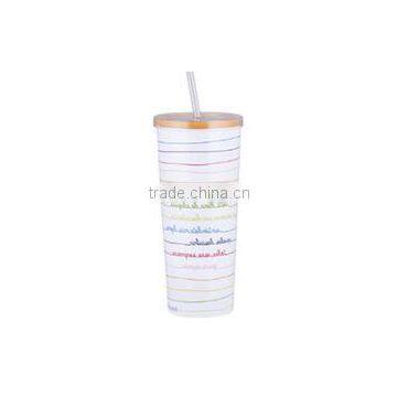 550ml Stainless Steel Inner Plastic Outer Steel Double Layer Cup With Straw photo-2