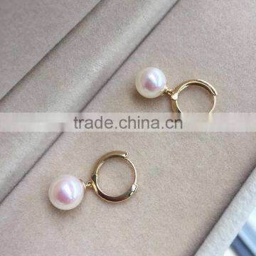 Newest 18k Gold 4-4.5mm Akoya Pearl Earring photo-2