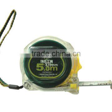 5m transparent measuring steel tape with ABS case