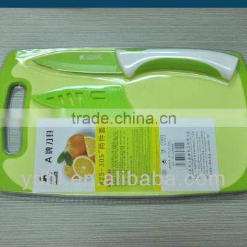 fruit knife and plastic cutting board set