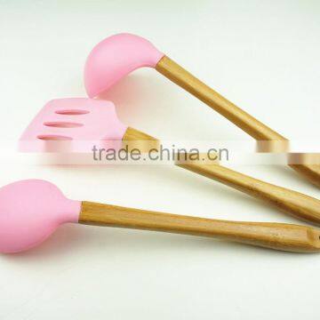 32016 Kitchen Utensils 3pcs Silicone Tools With Bamboo Handle