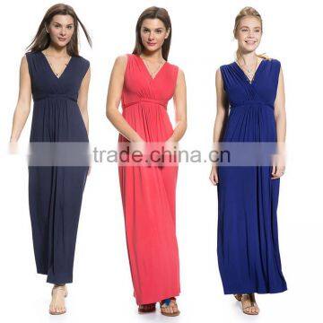 Maternity gown V Neck Sleeveless TIE WAIST MATERNITY & NURSING MAXI DRESS Western maternity dresses