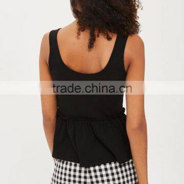 Sleeveless Scoop Neck Hook And Eye Peplum Top Ladies Cotton Tops Designs