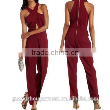 Crossover Neck Fashion Jumpsuit,Korean Sexy Jumpsuit,Fashion Womens Jumpsuit 2014 Crossover Cut-Out Wrap Jumpsuit