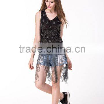 New Design Clothing Manufacturers Beaded Tassels Top For Women photo-4