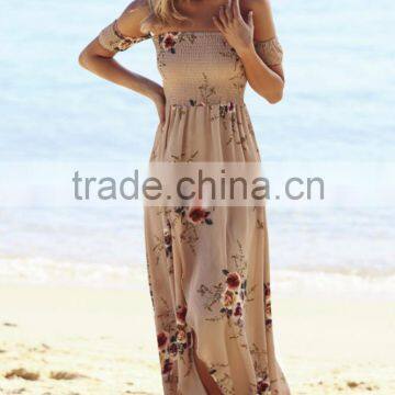 Floral Print off Shoulder Holiday Maxi Dress Latest Design Woman Maxi Dress photo-2