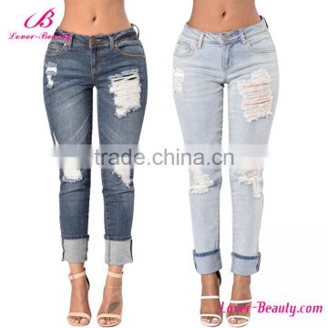 Free shipping button straight leg new fashion sexy women jeans trousers