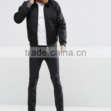 Custom Adults Best Price High Quality New Design Durable Ribbed Collar 100% Cotton Woven Black Casual Men Bomber Wind Jacket photo-4