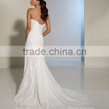 White Beaded Chiffon A-line Ukraine Wedding Dress photo-2