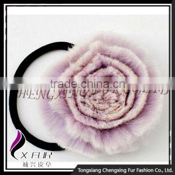 CX-E-09A Wholesale Real Rex Rabbit Fur Elastic Hair Accessory photo-6