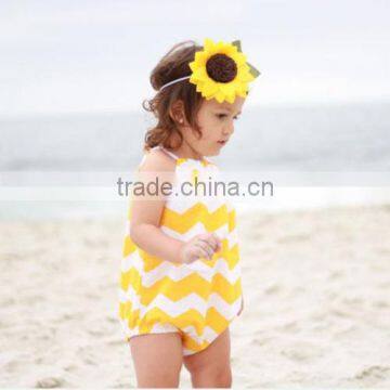 Wholesale Boutique Kids Clothing Baby Clothes 2017 Hot Sale Cheap Bodysuit Clothing Yellow Stripe Cotton Baby Romper photo-2