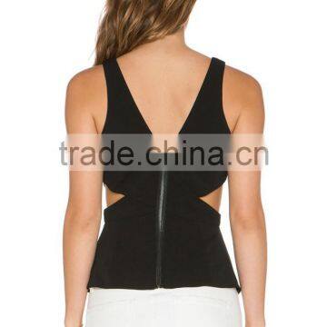 Special Design Black Hollow Out Singlet Cotton Plain White Singlet photo-3