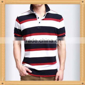 High Quality Men's Cotton Green Striped Polo Shirt Wholesale China photo-2