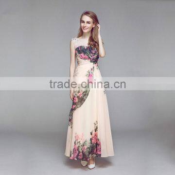 MGOO Popular Stock Women Floral Maxi Evening Dress Sleeveless Sheer Prom Women Fashion Party Dresses Longo 1505 photo-2