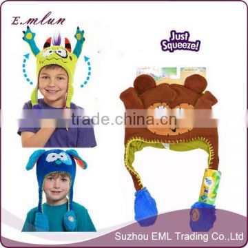 2015 Earmuffs dance baby hats/ Cartoon children inflatable hat ears reverse cap/ toy cap