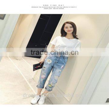 Simple Clothing Hole Torn Female Jeans Women's Cool Denim Pants Straight Jeans for Girl Vintage Casual Pants photo-4