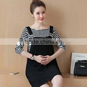 2017 Latest autumn dress for pregnant women plus size spring suspender skirt suit