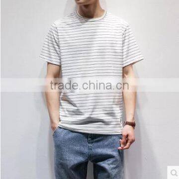 Summer is Pure and Fresh and Stripe of Cultivate One's Morality Short Sleeve T-shirt Men Round Collar photo-4