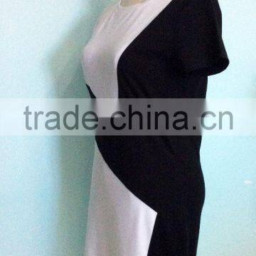 Fancy China Supplier Summer Solid Black and White Jersey Casual Latest Designs Photos Fashion Women Dresses photo-3