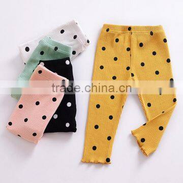S33597W 2017 Baby Girls Dots Printed Falbala Bulk Fitness Leggings photo-3