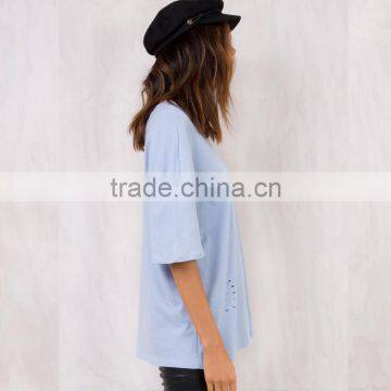 Hot Sexy bf Half Sleeve Distressed Girl's t Shirt With Custom Printing photo-3