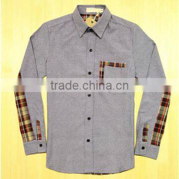 New Style Man's Oxford With Double-brushed Cotton Split Joint Shirt photo-2