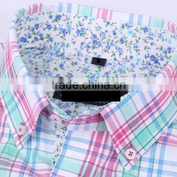 2017 New Plaids Men's Long Sleeve Button-down Slim Fit Shirt With Contrast Collar and Cuff photo-4